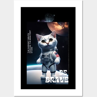 Cute funny  cat walk in space Posters and Art